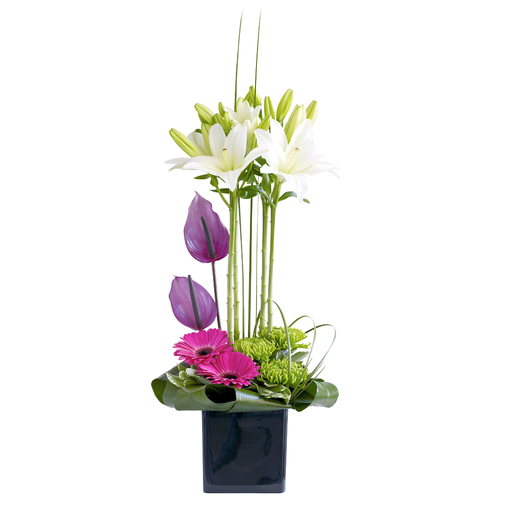 Rose, Gerbera and Vanda Orchid Arrangement